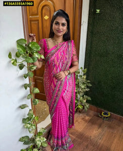 Elegant Handcrafted Chiffon Saree - Mirror Work Festive Wear