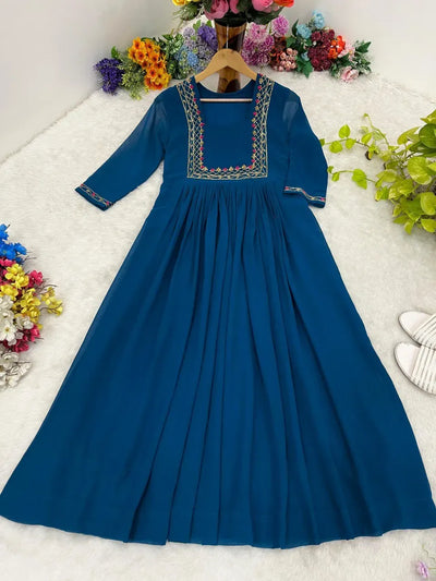 Elegant Handcrafted Georgette Kurti - Festive Anarkali for Women