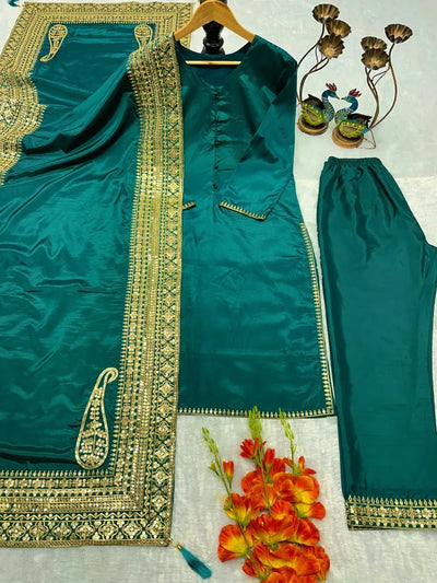 Elegant Handcrafted Viscose Kurti Set with Dupatta & Pants