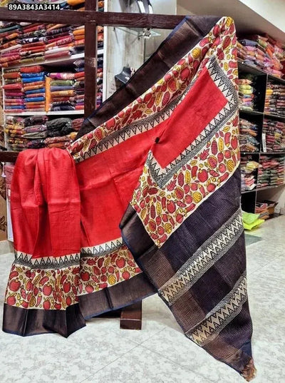 Elegant Handloom Tussar Saree - Panel Design for Women