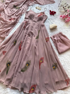 Elegant Handpainted Georgette Anarkali Suit - Festive Wear for Women