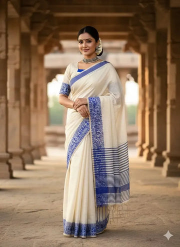 Elegant Handwoven Mercerised Cotton Manipuri Saree - Festive Wear for Women