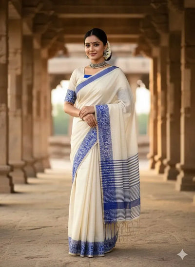 Elegant Handwoven Mercerised Cotton Manipuri Saree - Festive Wear for Women