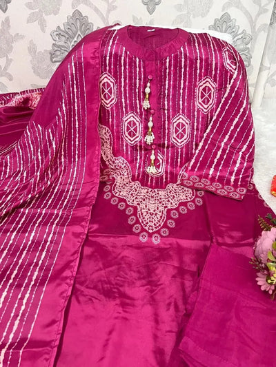 Elegant Heavy Banana Silk Suit Set with Dupatta - Premium Festive Wear for Women