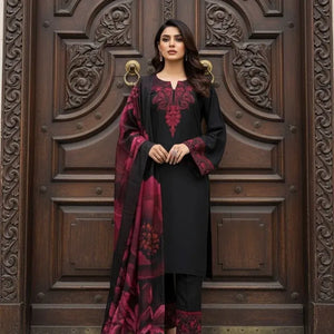Elegant Heavy Embroidery Roman Silk Suit - Digital Dupatta M-XXL