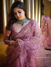Elegant Heavy Net Saree - Exquisite Sequence & Thread Work for Festive Occasions