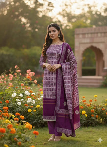 Elegant Jacquard Gaji Silk Suit Set - Unstitched Embroidery for Festive & Party Wear