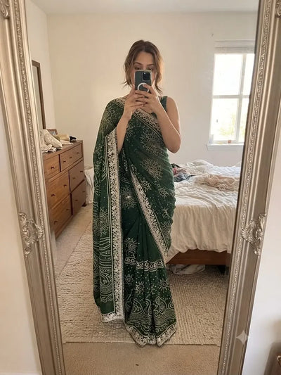 Elegant Jaipuri Gota Patti Bandhej Saree - Premium Festive Wear for Women