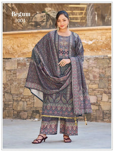 Elegant Jam Satin Sharara Suit - Mirror Work Festive Wear Set
