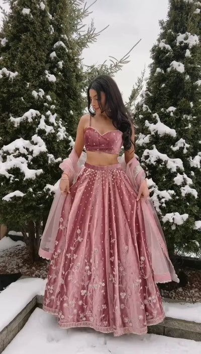 Elegant Japan Satin Lehenga - Handcrafted for Weddings & Parties