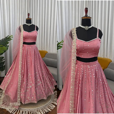Elegant Japan Satin Lehenga - Handcrafted for Weddings & Parties