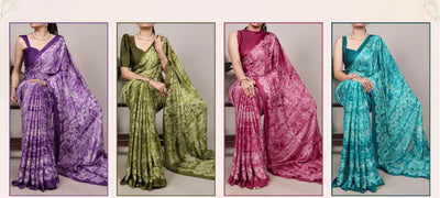 Elegant Japan Satin Saree - Digital Print, Luxurious Drape for Women
