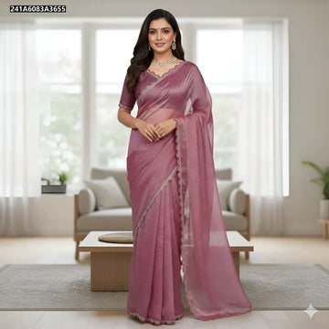 Elegant Jimmy Choo Fabric Saree - Handwork Lace Border for Party Wear Women