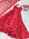 Elegant Jimmy Organza Anarkali Gown - Digital Print Festive Wear