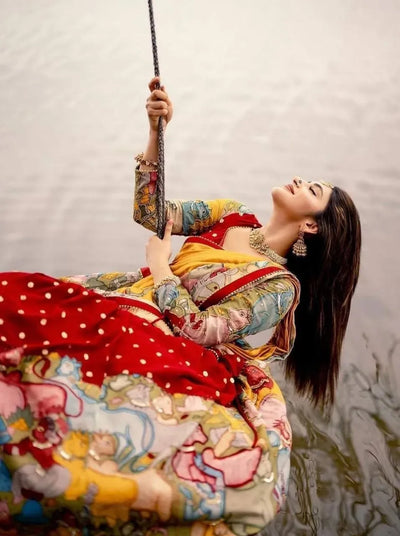 Elegant Kalamkari Georgette Lehenga Choli with Embroidered Flair
