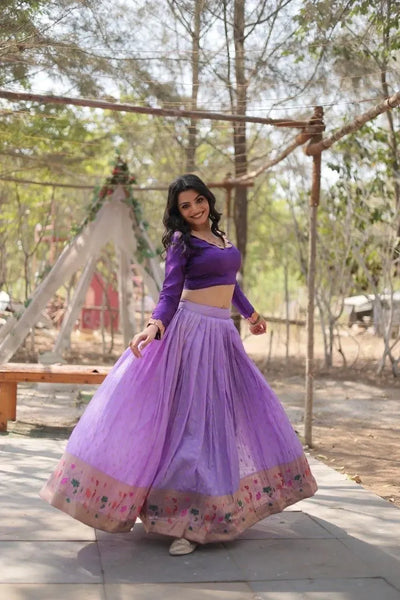 Premium Handcrafted Kalamkari Jacquard Lehenga Choli - Full Stitched Festive Wear with Can-Can Flair