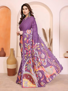 Elegant Kalamkari Manipuri Saree - Mirror Work Festive Wear