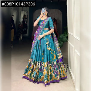 Exclusive Tasar Silk Kalamkari Print Lehenga Choli with Foil Work for Festive Weddings