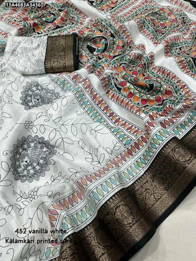 Elegant Kalamkari Printed Saree - Soft Cotton Crape for Women