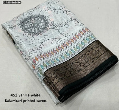Elegant Kalamkari Printed Saree - Soft Cotton Crape for Women