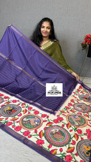 Elegant Kalamkari Saree - Centre Weaving & Contrast Blouse for Festive & Traditional Wear