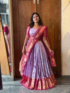 Elegant Kanjivaram Lehenga - Heavy Zari Work for Festive Occasions