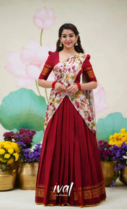 Elegant Kanjiveram Silk Half Saree Lehenga - Zari Embellished Festive Wear
