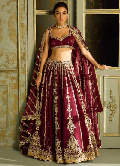 Elegant Kasturi Silk Lehenga with Heavy Zari Work for Wedding Wear