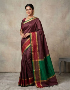 Elegant Katan Silk Saree with Zari Weaving for Festive Wear