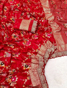 Elegant Khaddi Georgette Saree - Sabyasachi Scallop Work for Bridal Wear