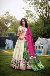 Elegant Khadi Cotton Lehenga - Sequins & Thread Embroidery for Festive Wear