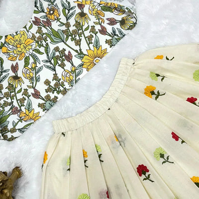 Elegant Kids Cotton Lehenga Choli - Vibrant Floral Design for Festive Wear