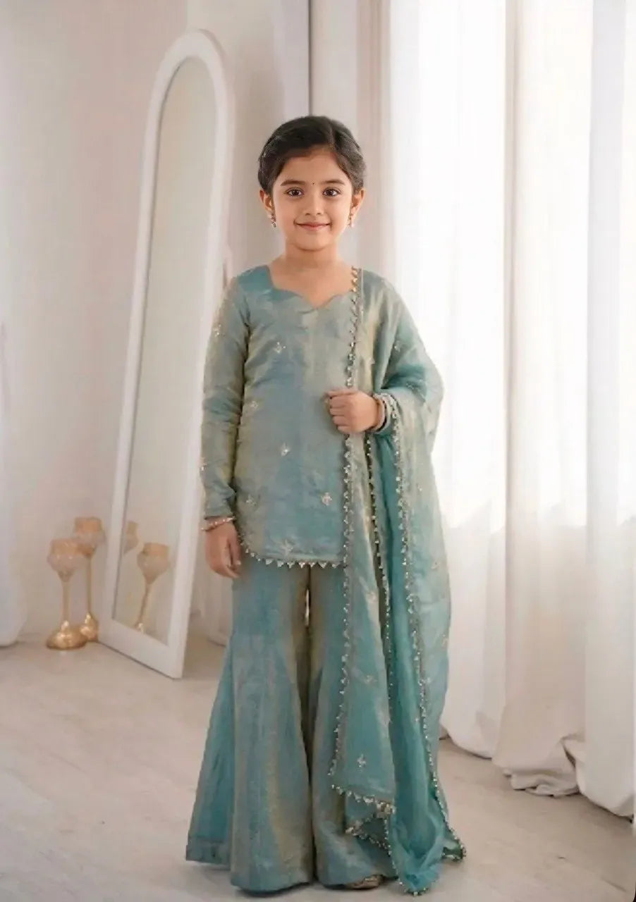 Kids Ethnic Sharara Set with Embroidery Work