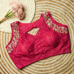 Elegant Kimora Silk Sequence Blouse - Ready-to-Wear Festive Top