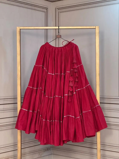 Elegant Kora Cotton Lehenga with 12-Meter Flare - Festive Wear for Women