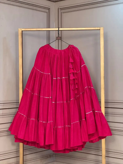 Elegant Kora Cotton Lehenga with 12-Meter Flare - Festive Wear for Women