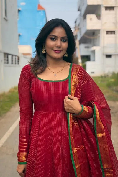 Elegant Kota Banarsi Kurti Set - with Zari Dupatta for Women