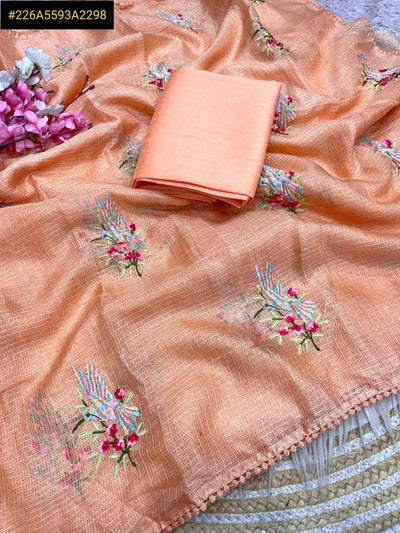 Elegant Kota Chex Saree - Multi Embroidery & Lace for Festive Wear