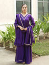 Elegant Kurta Plazo Set - Intricate Gold Embroidery & V-Neck for Wedding & Festive Wear