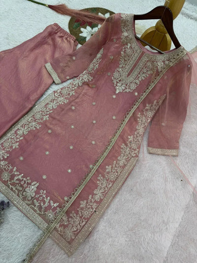 Elegant Kurti Plazzo Set - Embroidery & Sequence Work for Festive Wear