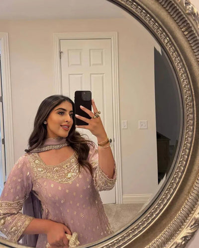 Elegant Kurti-Plazzo Set with Sequin & Zari Embroidery Work for Women | Festive & Party Wear