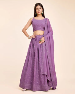 Elegant Lavender Lehenga - Heavy Embroidery for Wedding & Festive Wear