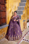 Premium Lavender Chocolate Crush Lehenga Choli with Exquisite Sequins & Thread Embroidery
