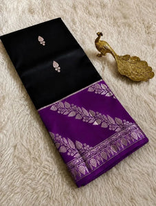 Elegant Lichi Kanchipuram Tussar Silk Saree with Contrast Blouse