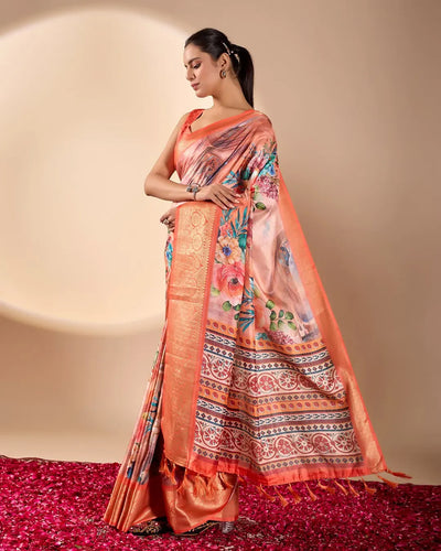 Elegant Lichi Silk Saree - Floral Patola Pallu Festive Wear for Women