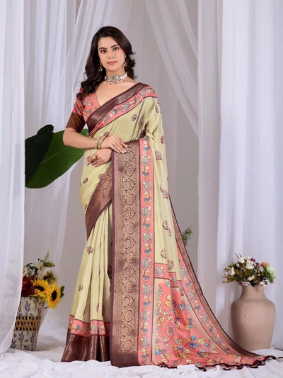 Elegant Lichi Silk Saree - Floral Print Festive Wear for Women