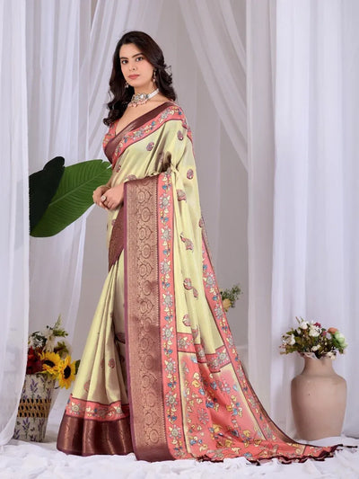 Elegant Lichi Silk Saree - Floral Print Festive Wear for Women
