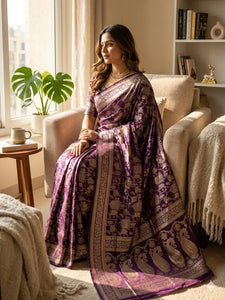 Elegant Lichi Silk Saree - Gorgeous Zari Weaving Festive Collection