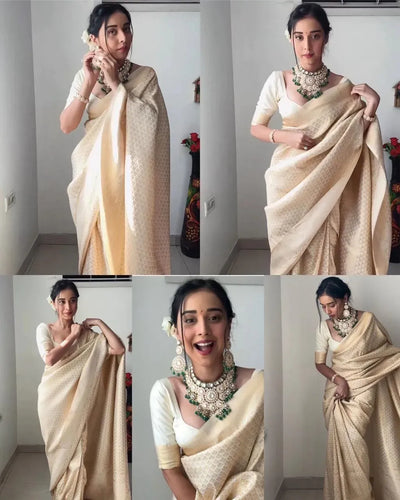 Elegant Lichi Silk Saree - Instant Drape for Festive & Party Wear