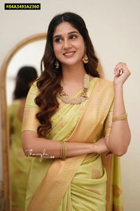 Elegant Lichi Silk Saree - Rich Jacquard Pallu Design for Women | Spring Festive Wear